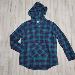 Vintage Flannel Pullover Hoodie